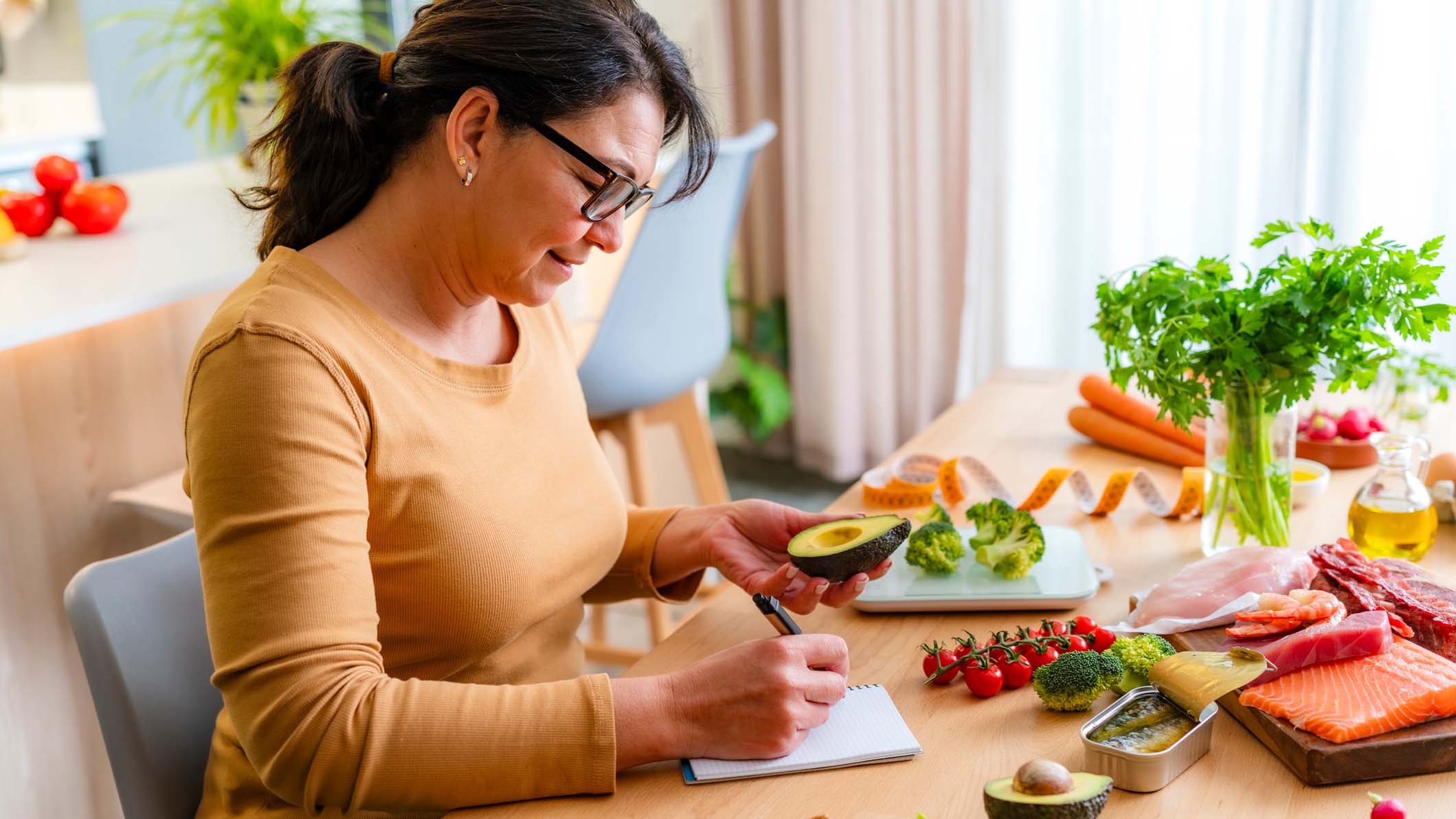 A woman sitting at a table